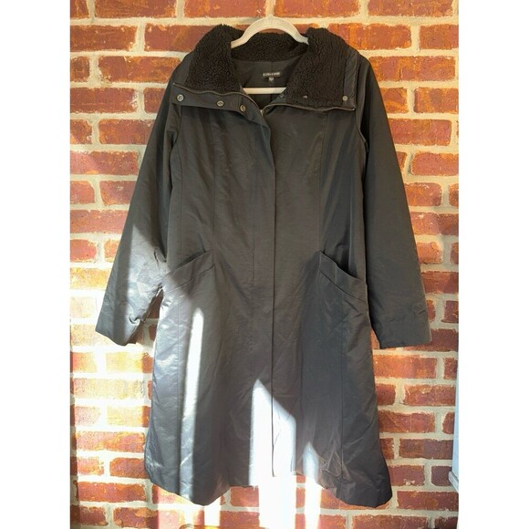Eileen Fisher black lined Trench style Coat small - Picture 1 of 11